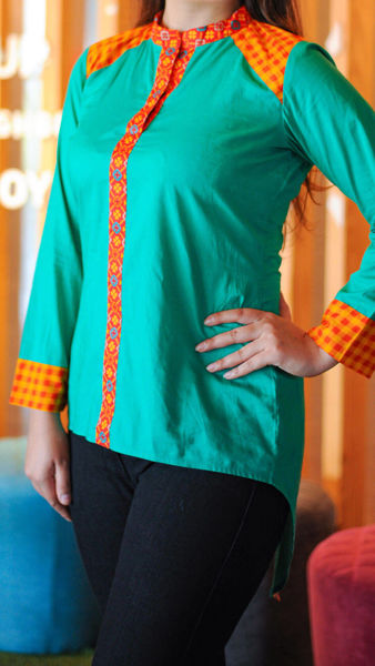 Picture of KAL07 Kurta Style Top In Sea Green Color
