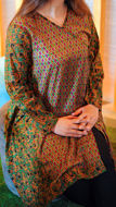 Picture of KAL06 Angrakha Style Printed Kurta In Dark Green Color