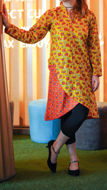 Picture of KAL02 Front Panel Cut Kurta In Yellow Color