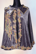 Picture of GED08 Heavily Embroidered Velvet Cape In Grey Color