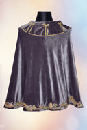 Picture of GED08 Heavily Embroidered Velvet Cape In Grey Color