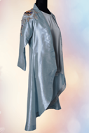 Picture of GED06 Embroidered 3 Piece Raw Silk Dress In Silver Color