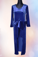 Picture of GED05 Velvet Body Fitted Unique Cut Top In Royal Blue Color