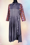 Picture of GED04 Embroidered Thick Silk Pleated Shirt In Dark Grey Color