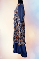 Picture of GED02 Printed Thick Silk Umbrella Frock In Dark Blue Color