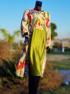 Picture of FEGV202 Printed Overall With Silk Shirt In Parrot Green Color