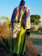 Picture of FEGV202 Printed Overall With Silk Shirt In Parrot Green Color
