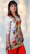 Picture of FEG13 Embroidered Silk Top In Off-White Color