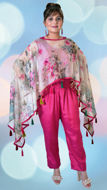 Picture of FEG12 Jumpsuit With Floral Organza Cape In Magenta Color