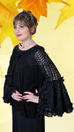 Picture of FEG11 Chiffon Top With Umbrella Net Sleeves In Black Color