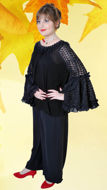 Picture of FEG11 Chiffon Top With Umbrella Net Sleeves In Black Color