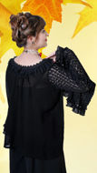 Picture of FEG11 Chiffon Top With Umbrella Net Sleeves In Black Color