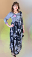 Picture of FEG09 Printed Chiffon Embroidered Drape Dress In Charcoal Grey Color