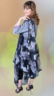 Picture of FEG09 Printed Chiffon Embroidered Drape Dress In Charcoal Grey Color