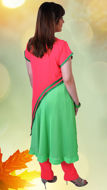 Picture of FEG05 Chiffon Frock With Embroidered Overall In Parrot Green Color