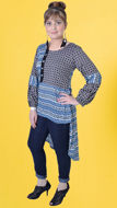 Picture of FEG04 Printed High Low Georgette Shirt In Blue Color