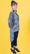 Picture of FEG04 Printed High Low Georgette Shirt In Blue Color