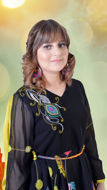 Picture of FEG03 Embroidered Chiffon Frock With Belt In Black Color