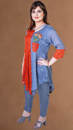 Picture of FEG02 Broshia Embroidered Pleated Top In Grey Color
