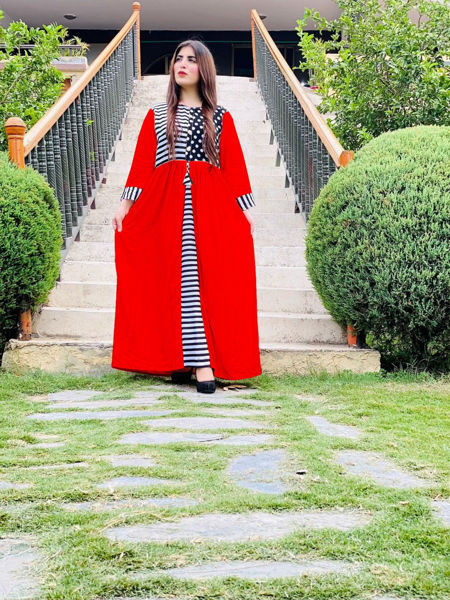 Picture of ZS30 New Linen Long Maxi In Red Color