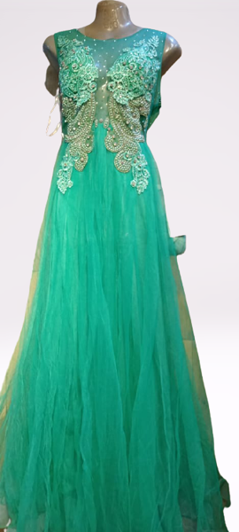 Picture of ZS35 New Fabrice Net Long Maxi In Green Color