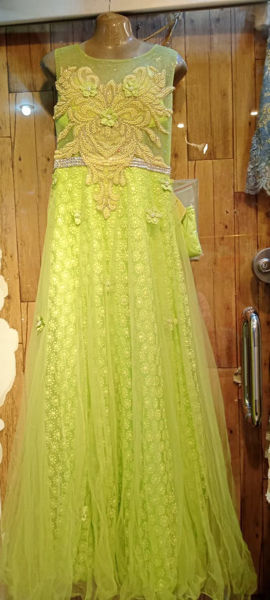 Picture of ZS38 New Fabrice Net Long Maxi In Yellow Color