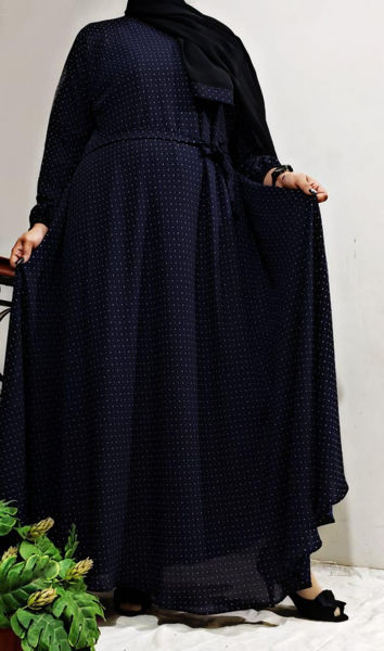 Picture of ZS39 Printed Maxi Full Airline Belt With Elastic Sleeves In Dark Blue Color