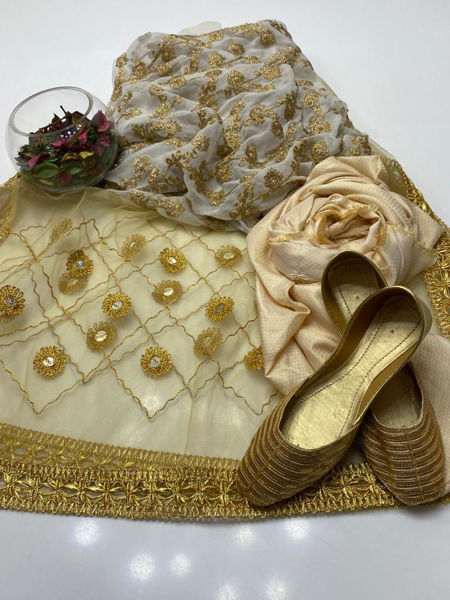 Picture of ZS66 Chiffon Shirt, Masuri trouser With Net Ari Work Dupatta