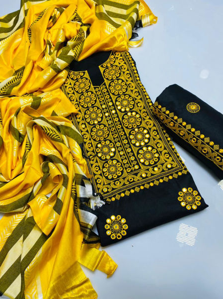 Picture of ZS90 3 Piece Silk Embroidery Dress In Yellow Color