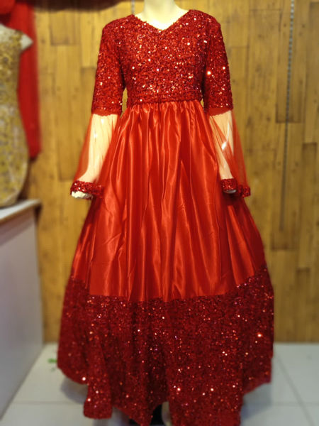 Picture of ZS112 New Stylish Silk Maxi In Red Color