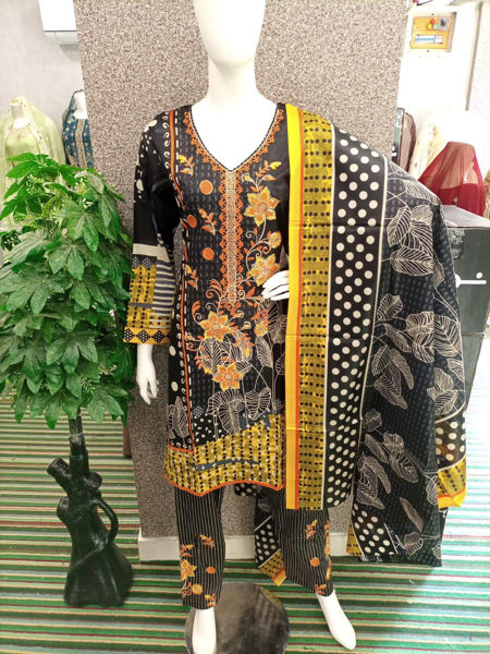 Picture of ZS122 3 Piece Lawn Suit With Heavy Embroidery In Multi Color